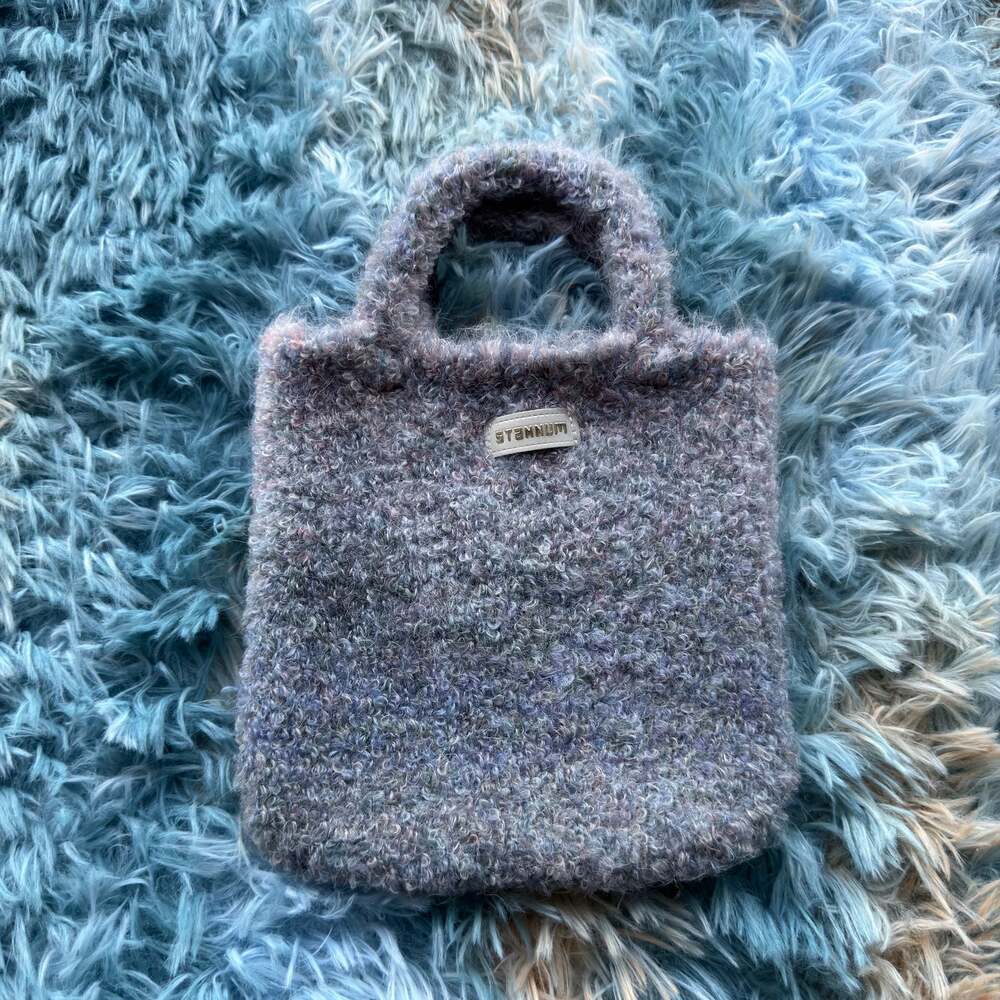 Stannum fuzzy Wool Mini Tote Bag Purple